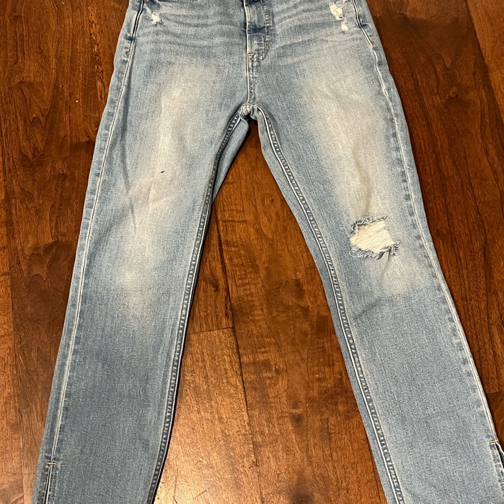 GAP Women's High Rise Distressed Jeans - Light Blue